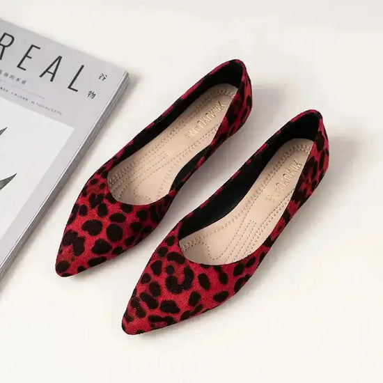 Leopard Pointed Toe Flats - Fashionfitz