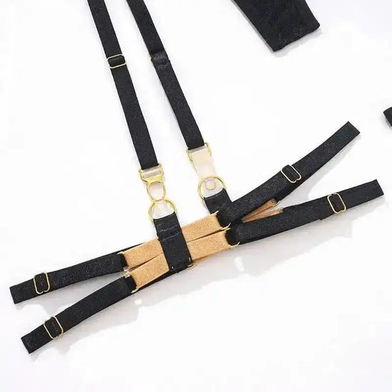 Leopard-print Corset Set with Gold Straps - Fashionfitz