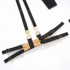 Leopard-print Corset Set with Gold Straps - Fashionfitz