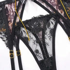 Leopard-print Corset Set with Gold Straps - Fashionfitz