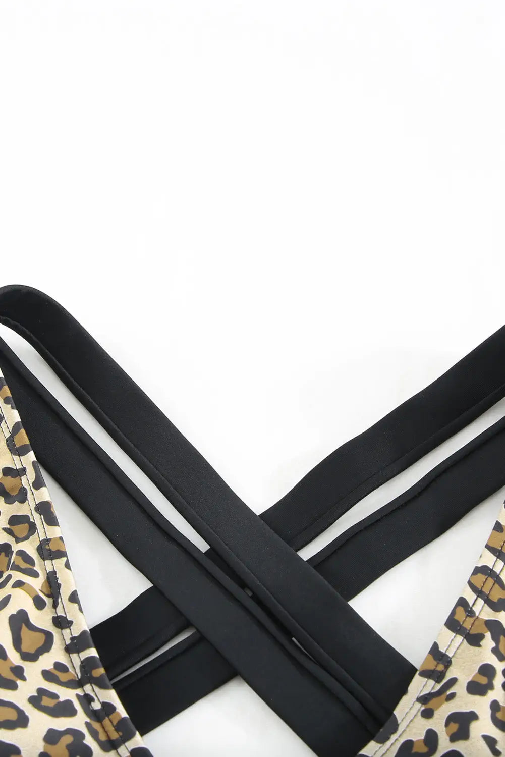 Leopard print criss cross back bikini set - bikinis