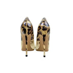 Back view of Leopard Print Gradient Leather High Heels featuring pointed stiletto heels and seamless animal print fade. Shop now at FashionFitz.