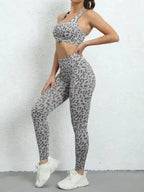 Leopard Print Hip Lifting High Waist Activewear Set - Fashionfitz