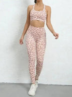 Leopard Print Hip Lifting High Waist Activewear Set - Fashionfitz