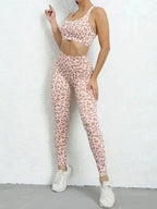 Leopard Print Hip Lifting High Waist Activewear Set - Fashionfitz
