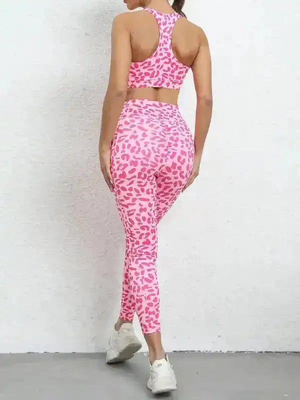 Leopard Print Hip Lifting High Waist Activewear Set - Fashionfitz