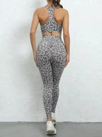 Leopard Print Hip Lifting High Waist Activewear Set - Fashionfitz