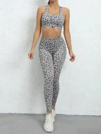 Leopard Print Hip Lifting High Waist Activewear Set - Fashionfitz