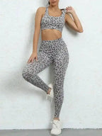 Leopard Print Hip Lifting High Waist Activewear Set - Fashionfitz