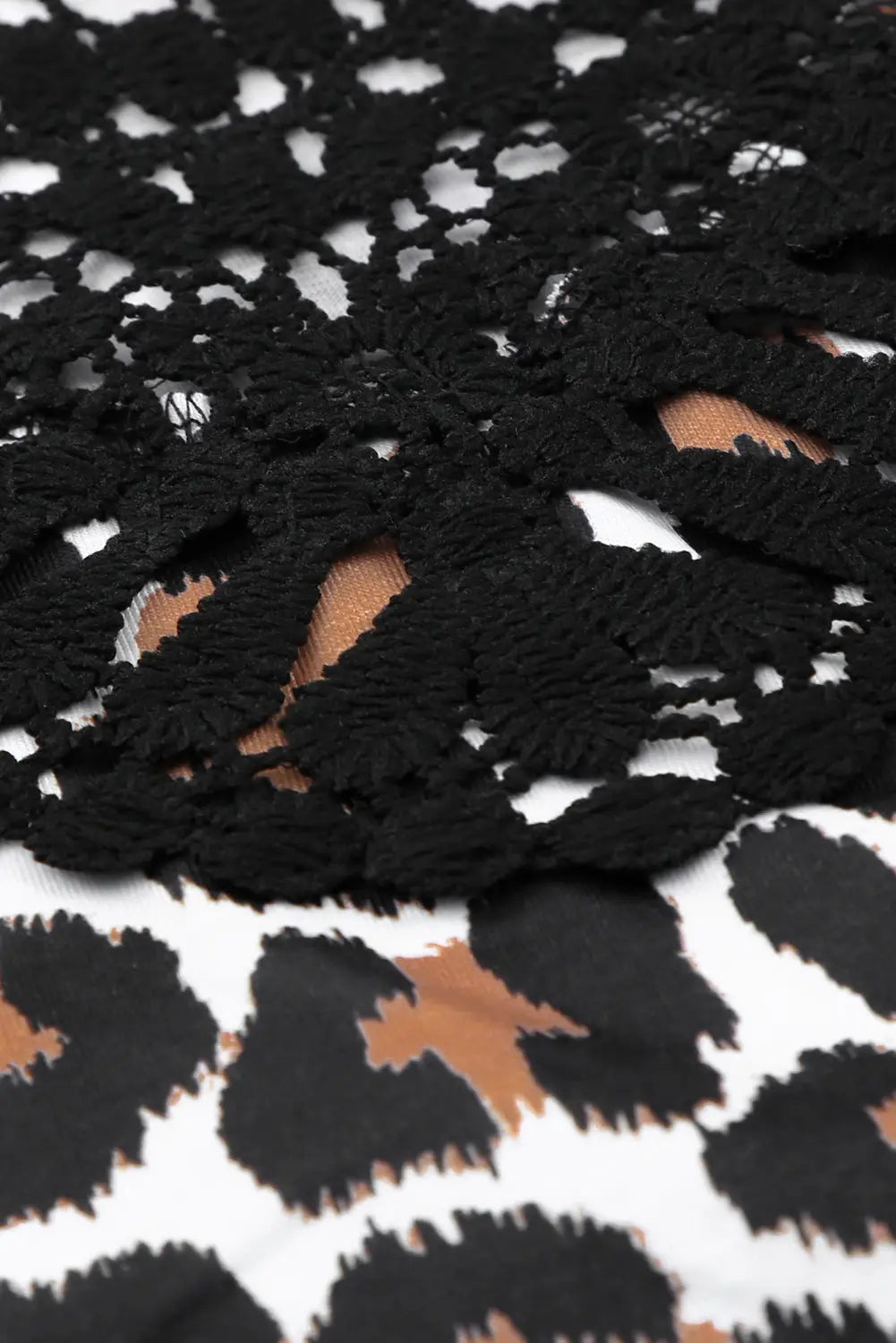 Leopard print lace patchwork spaghetti strap cami top - t-shirts