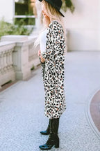 Leopard Print Open Front Duster Cardigan - Fashionfitz