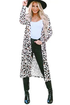 Leopard Print Open Front Duster Cardigan - Fashionfitz