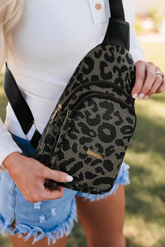 Leopard print pu sling bag - one size / pu leather - crossbody bags