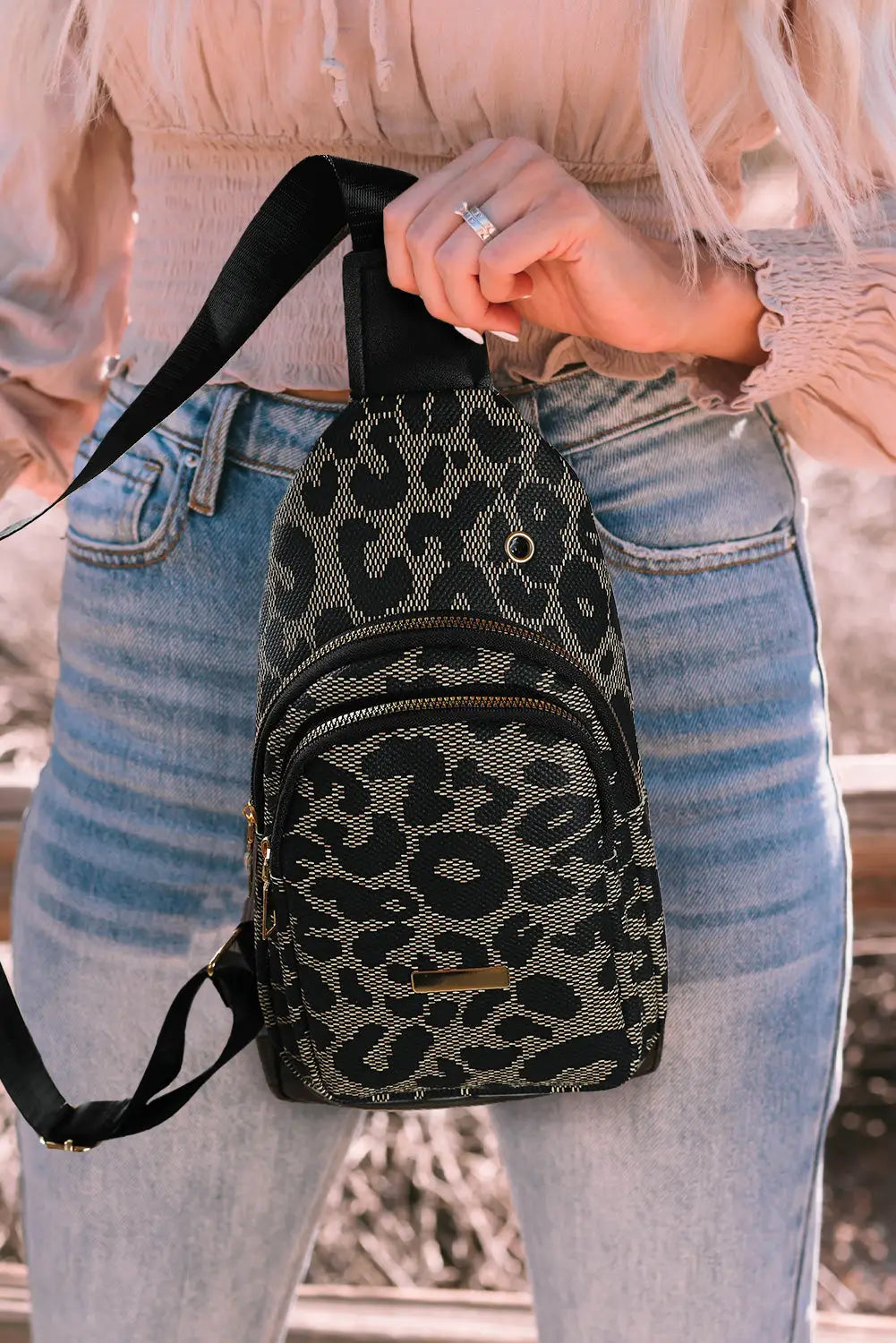Leopard print pu sling bag - one size / pu leather - crossbody bags