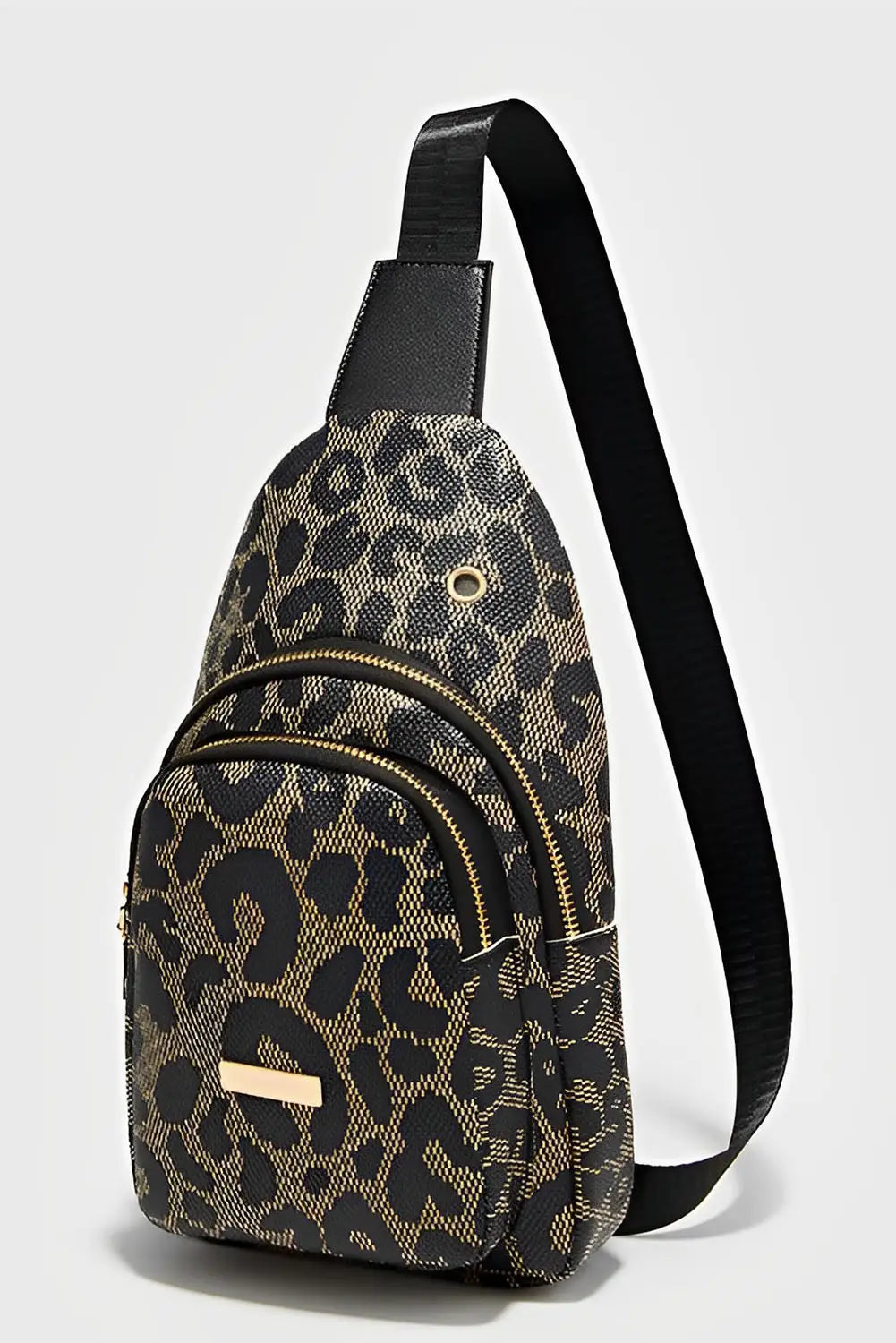 Leopard print pu sling bag - one size / pu leather - crossbody bags