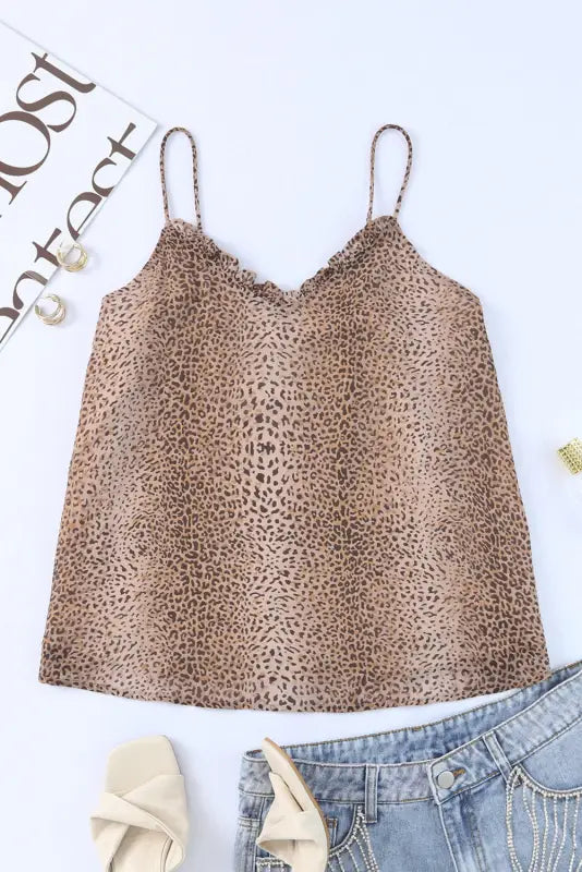 Leopard print shift tank top - tops