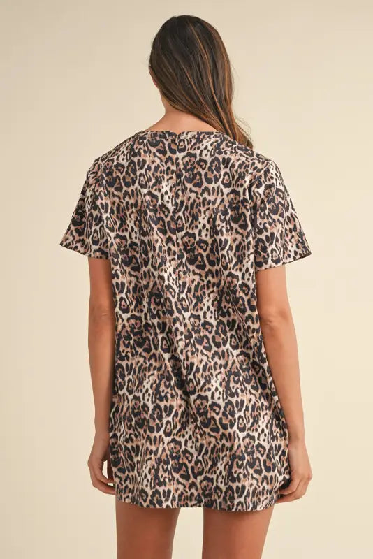 Brown leopard print t-shirt dress | fashionfitz | uk sizes 6-16