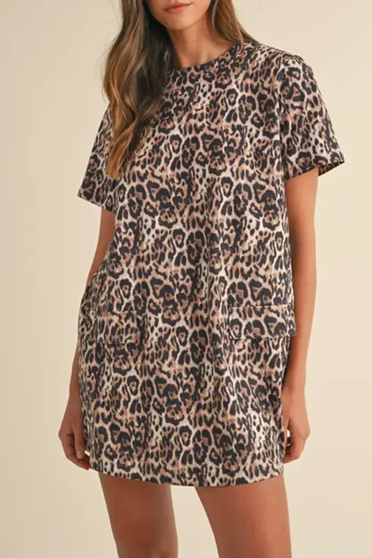 Brown leopard print t-shirt dress | fashionfitz | uk sizes 6-16