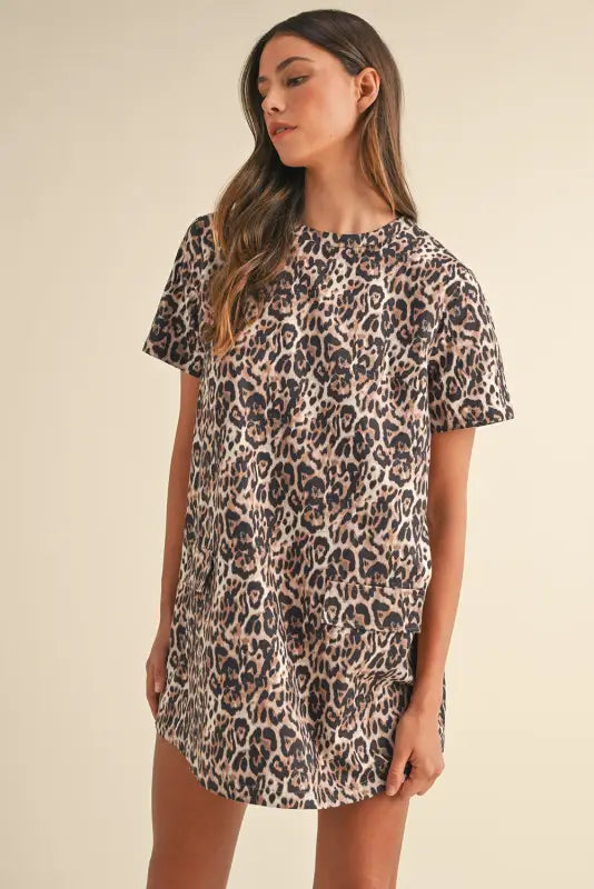 Brown leopard print t-shirt dress | fashionfitz | uk sizes 6-16