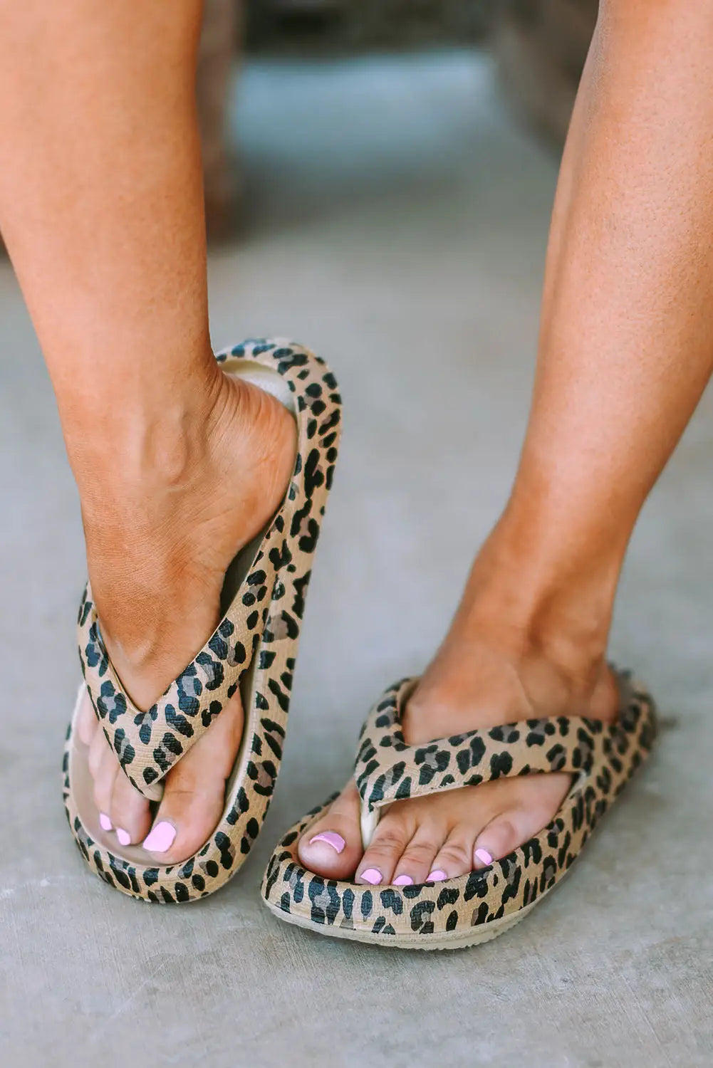 Leopard print thick sole flip flops - 37 - slippers