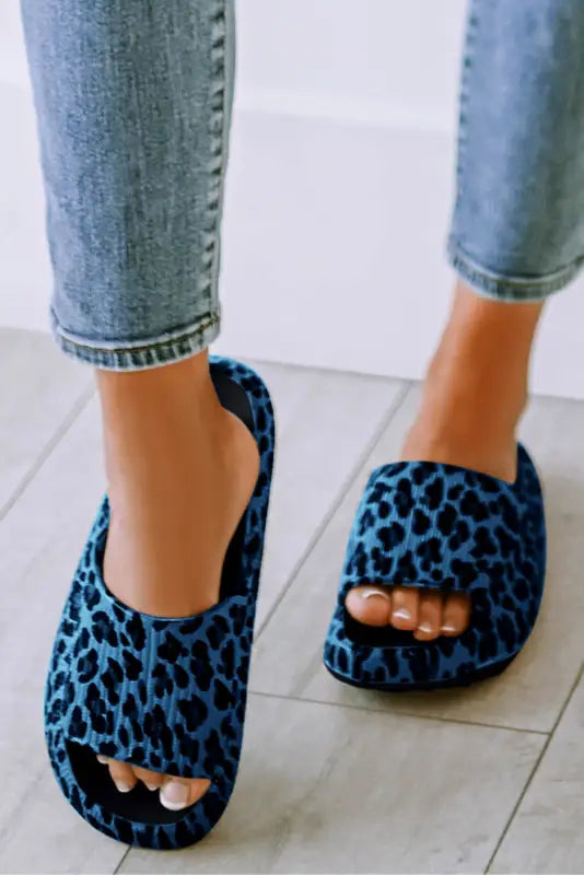 Leopard print thick sole slip on slippers