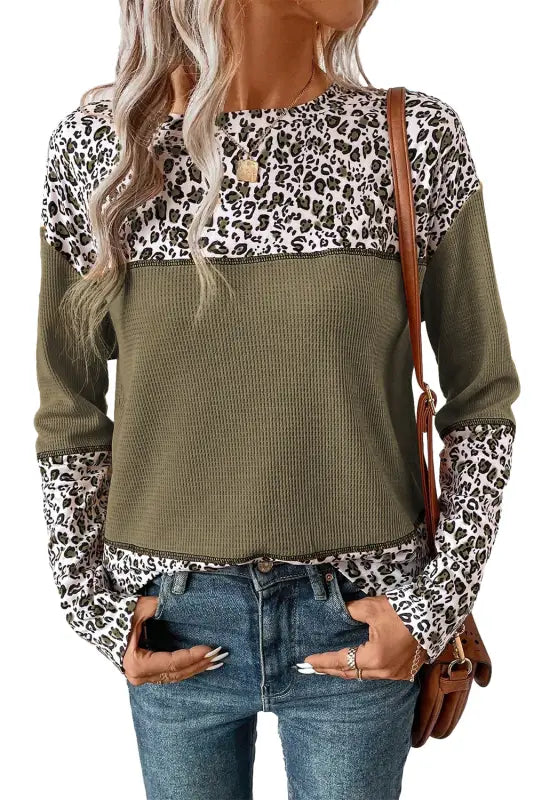 Leopard print waffle knit top | women’s tops | fashionfitz