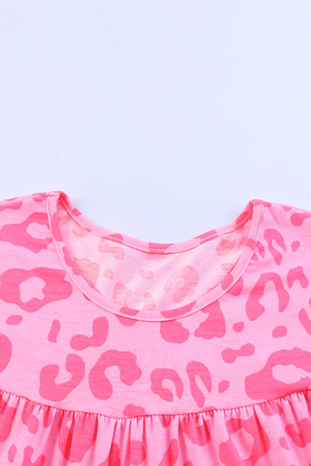 Leopard round neck ruffle tiered mini dress - dresses