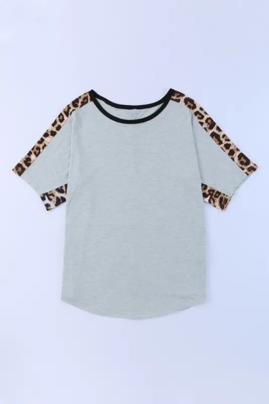 Leopard splicing loose t-shirt - t-shirts