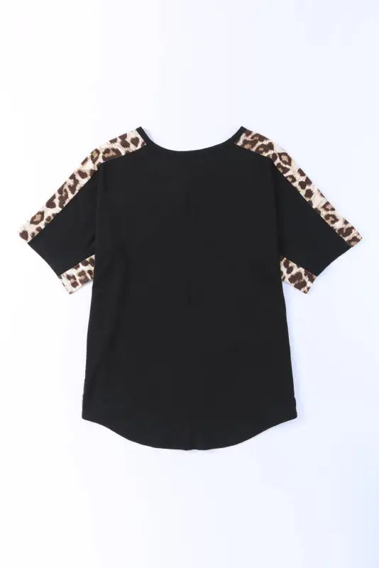 Leopard splicing loose t-shirt - t-shirts