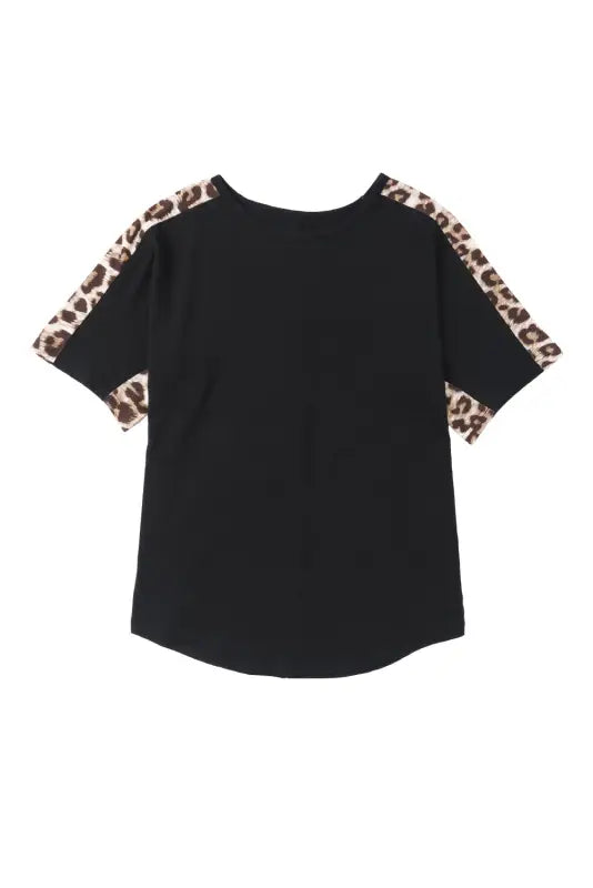 Leopard splicing loose t-shirt - t-shirts