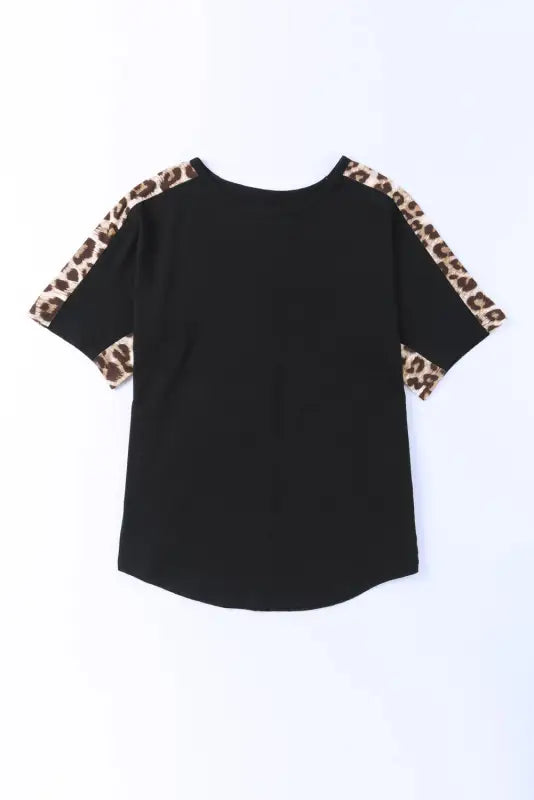 Leopard splicing loose t-shirt - t-shirts