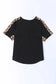 Leopard splicing loose t-shirt - t-shirts