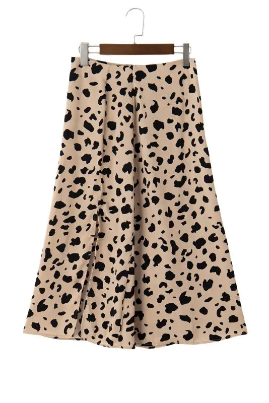 Leopard split hem midi skirt - skirts