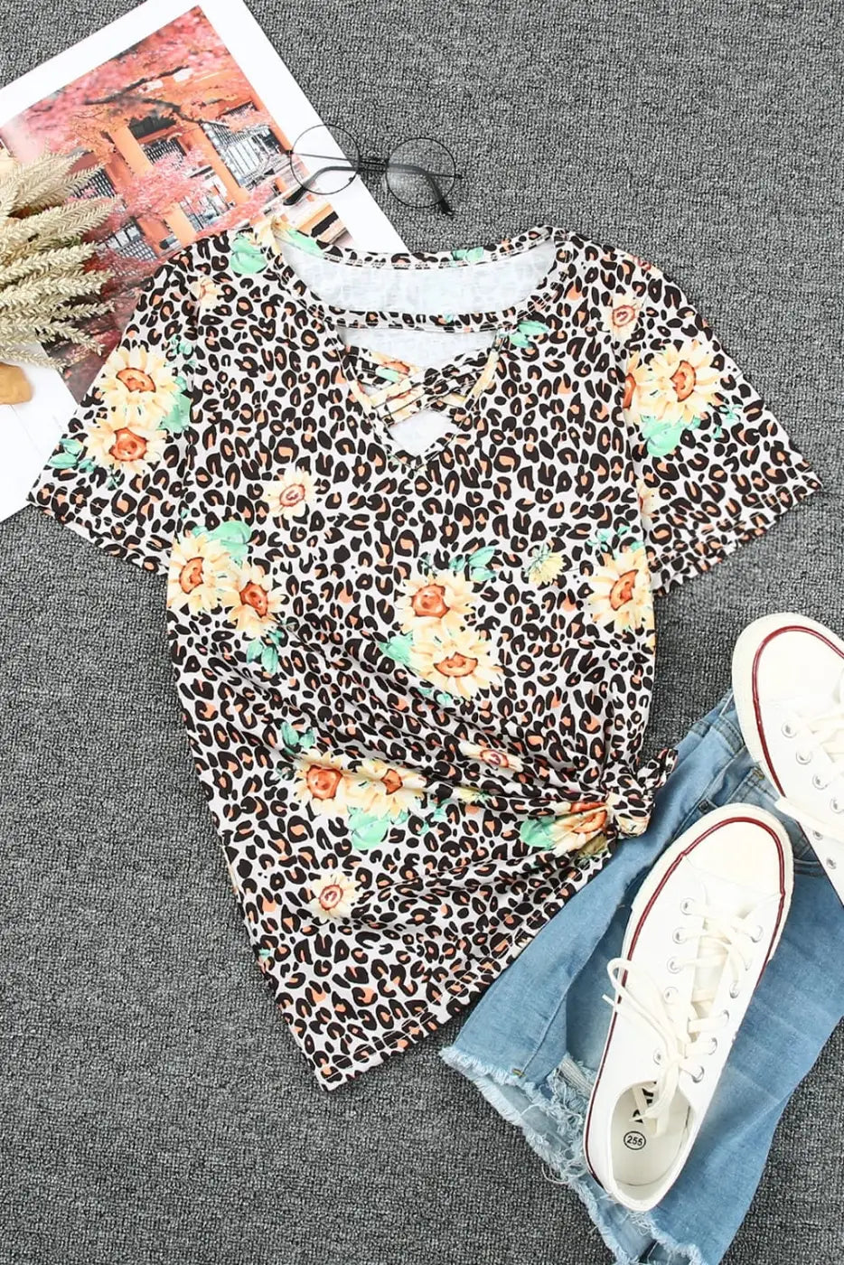 Leopard sunflower tee - tees