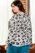 Leopard Thermal Knit Plus Size Top - Fashionfitz