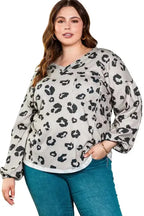 Leopard Thermal Knit Plus Size Top - Fashionfitz