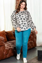 Leopard Thermal Knit Plus Size Top - Fashionfitz