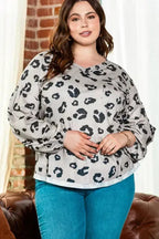Leopard Thermal Knit Plus Size Top - Fashionfitz