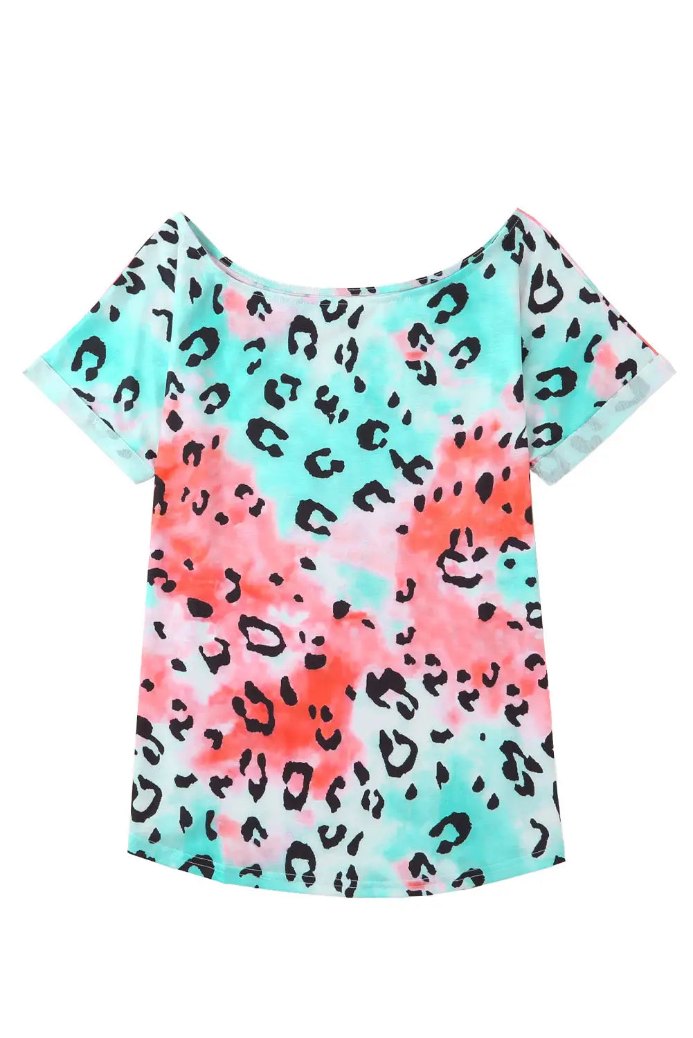 Leopard tie-dye v neck tee - t-shirts