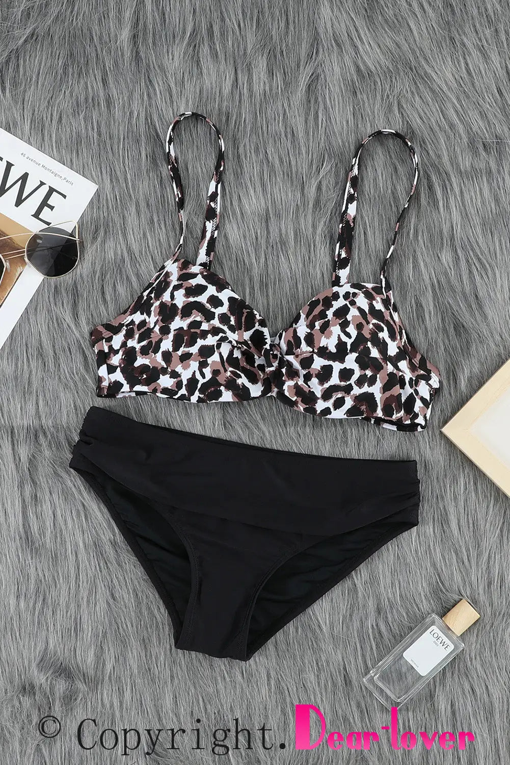 Leopard twisted bust bikini set - bikinis