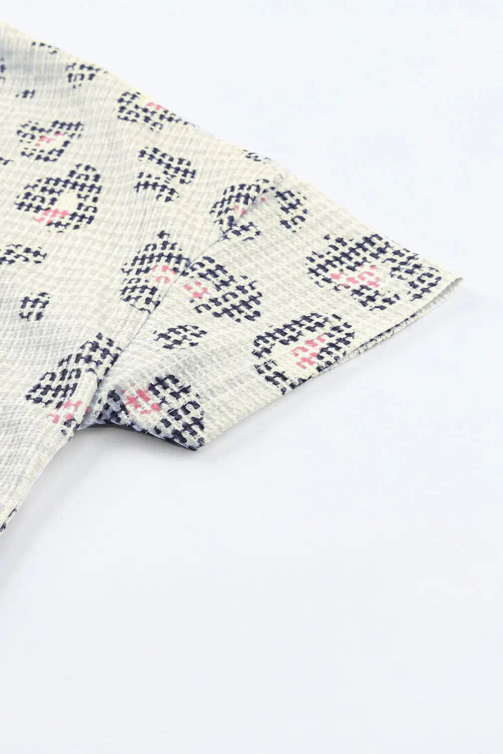 Leopard waffle knit short sleeve top - tops
