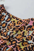 Leopard Wide Sleeve Peplum Hem Blouse - Fashionfitz