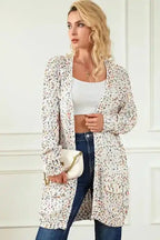 Light French Beige Colorful Dots Cable Knit Crew Neck Sweater - Fashionfitz