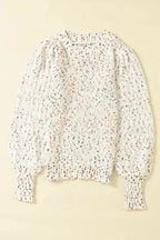 Light French Beige Colorful Dots Cable Knit Crew Neck Sweater - Fashionfitz