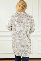 Light French Beige Colorful Dots Cable Knit Crew Neck Sweater - Fashionfitz