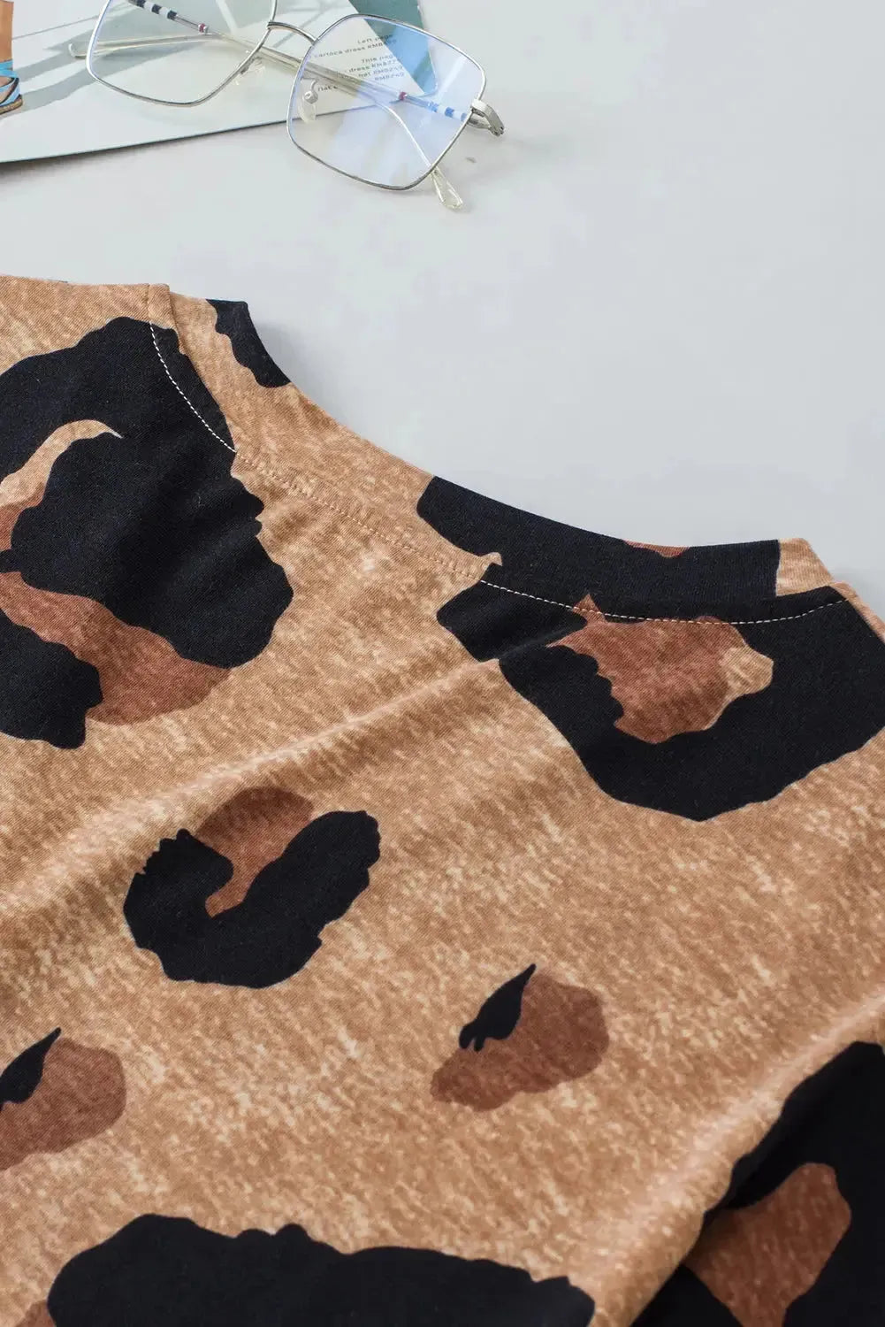 Light French Beige Leopard Blouse - Fashionfitz