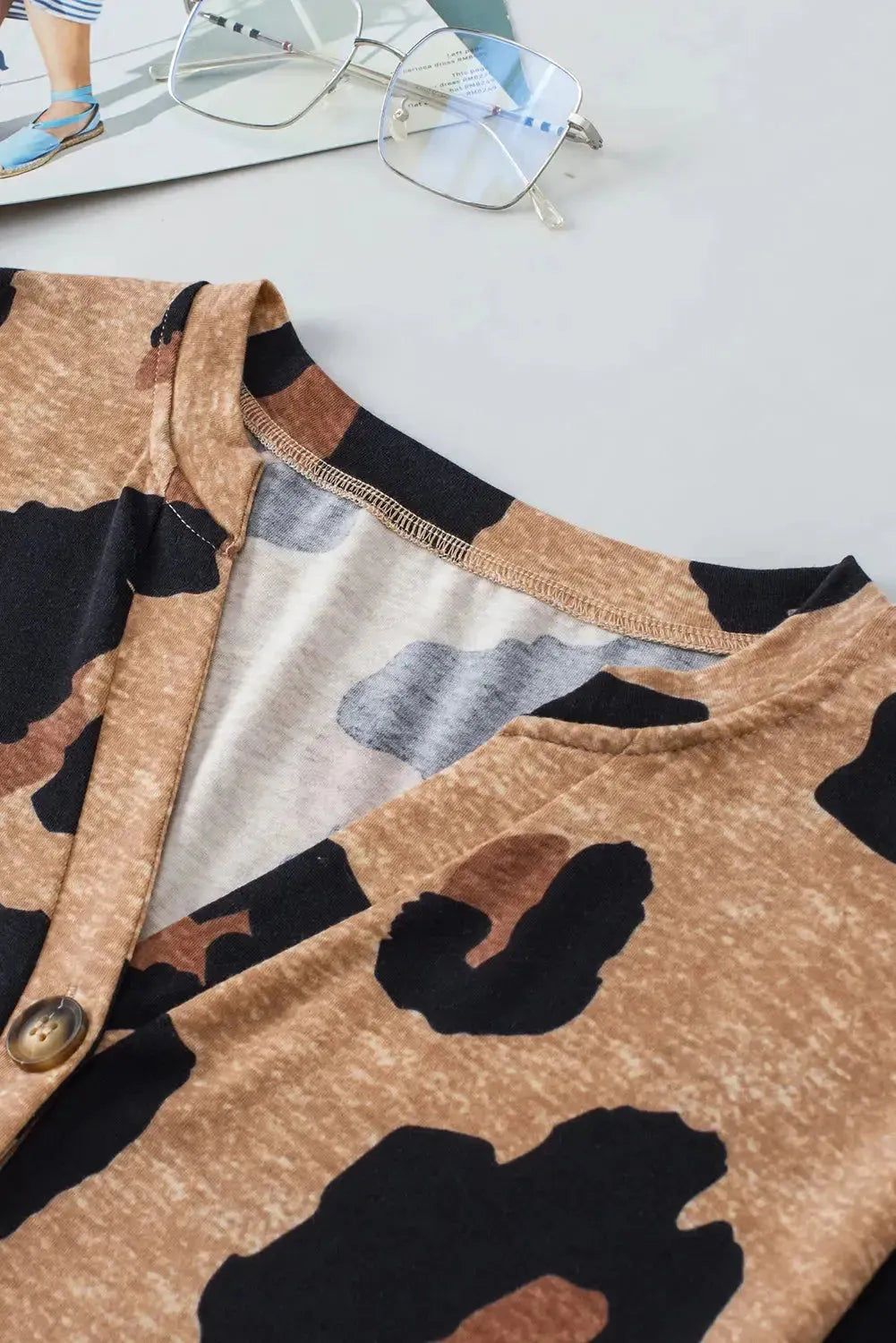 Light French Beige Leopard Blouse - Fashionfitz