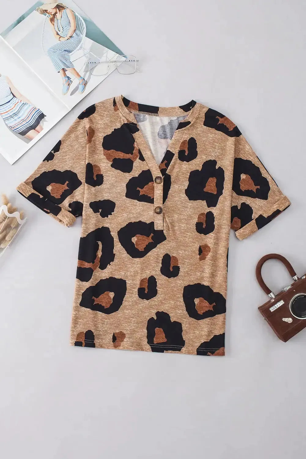 Light French Beige Leopard Blouse - Fashionfitz