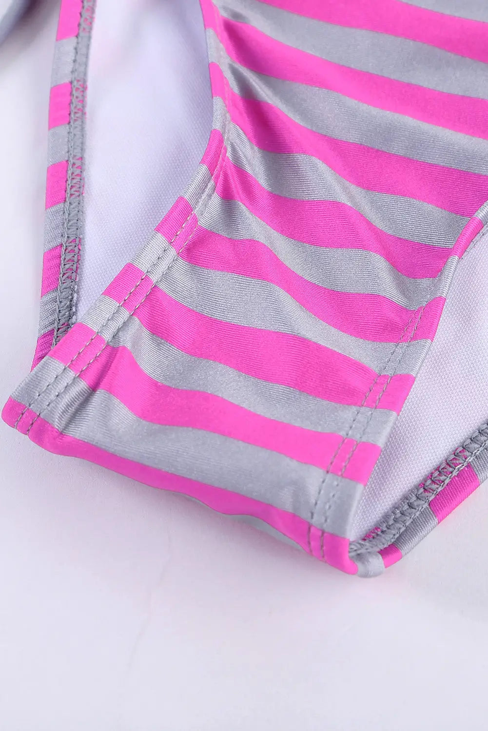 Light gray tankini with stripes patchwork - swimwear