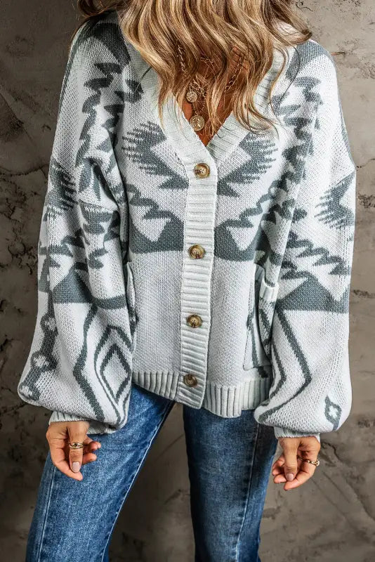 Light grey aztec cardigan - cardigans